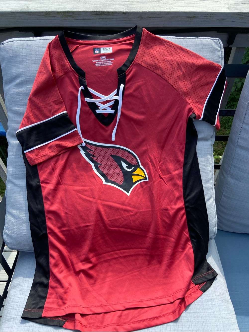 Arizona Cardinals Women’s Red Lace-Up Short Sleeve Top